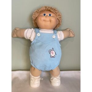 1986 Cabbage Patch Kid Boy Yarn Hair #15 Elephant Romper Dimple Feet Blue Eyes